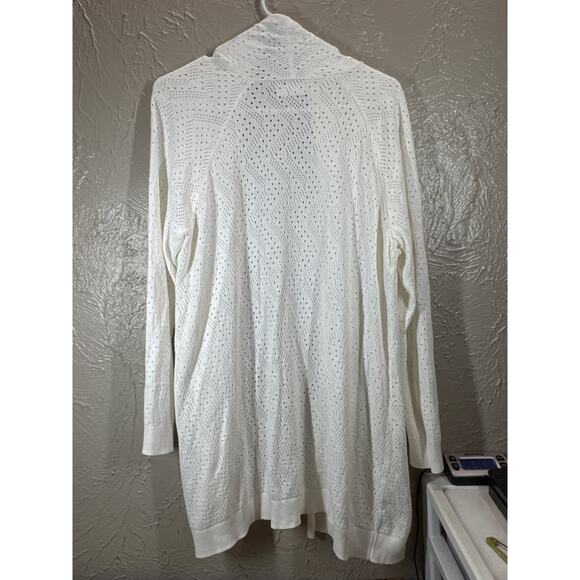 SIGRID OLSEN Studio Open Front Cardigan Sweater Ivory Open Knit Size XL - Picture 4 of 5